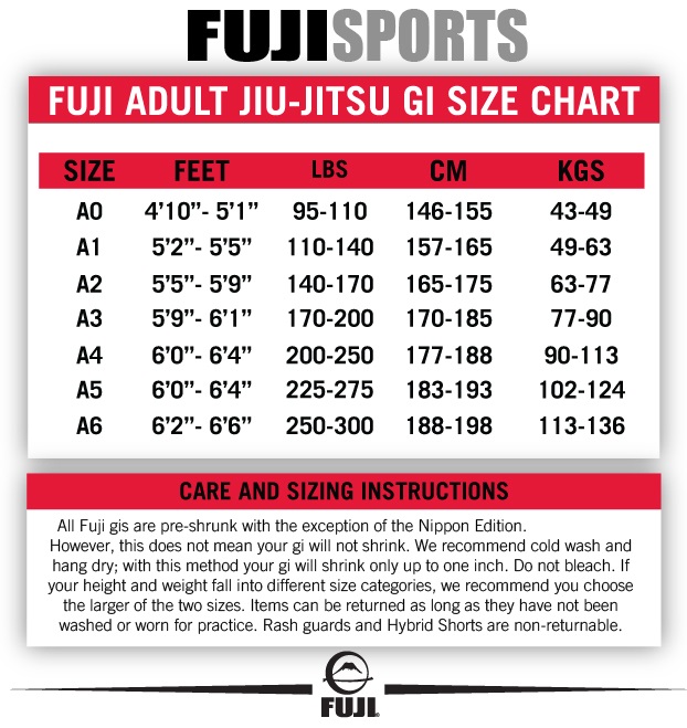 fuji absolute 2.3 size chart